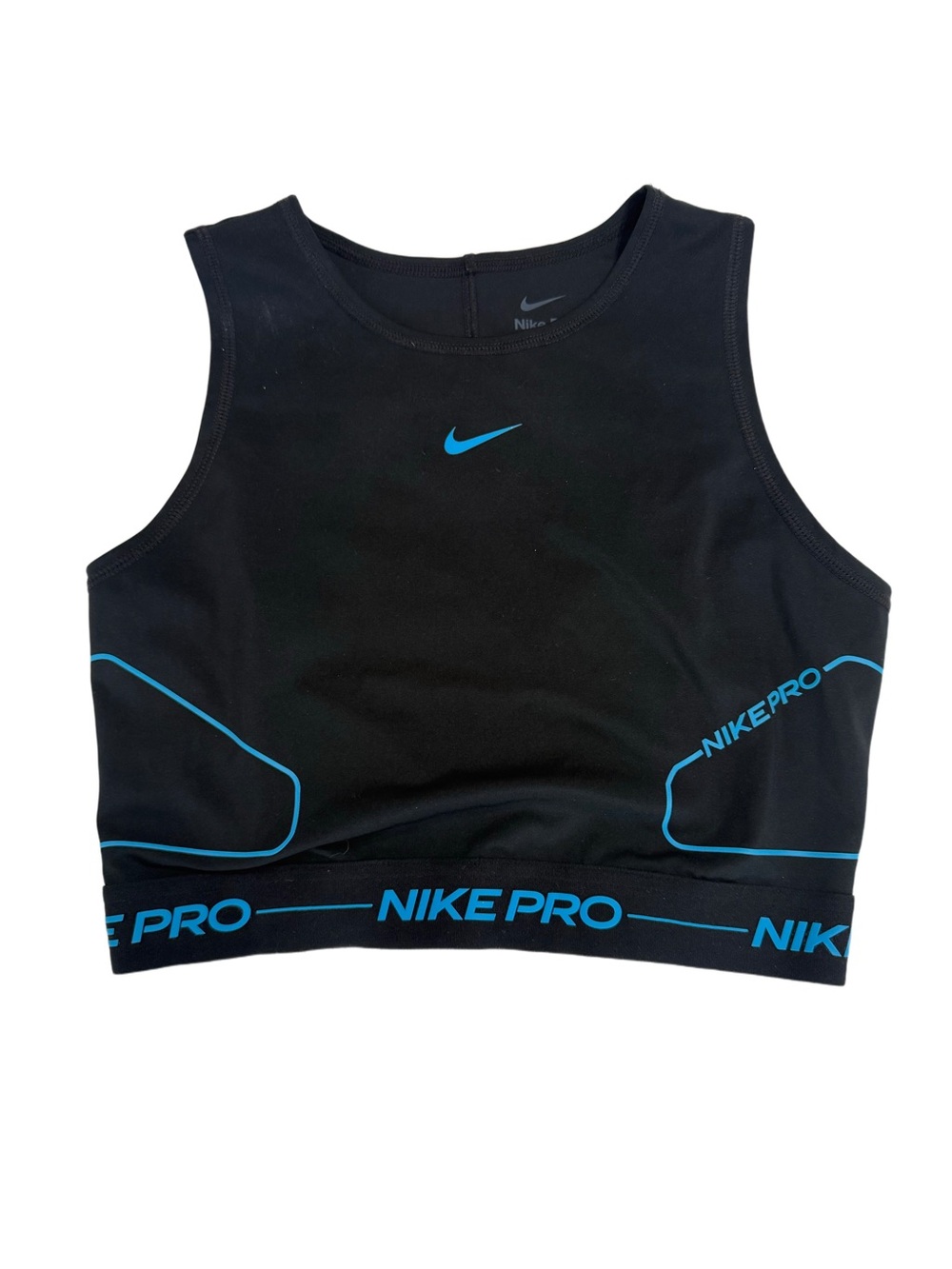 Nike Black Crop Performance Top with Blue Trim